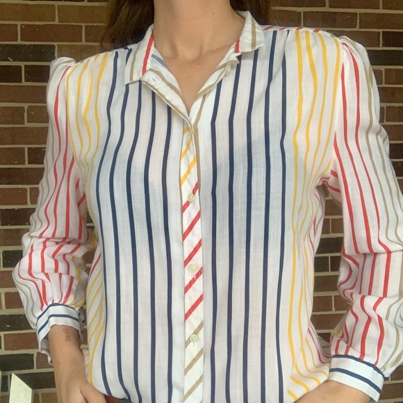 Vintage Striped Blouse with tie - Picture 2 of 8